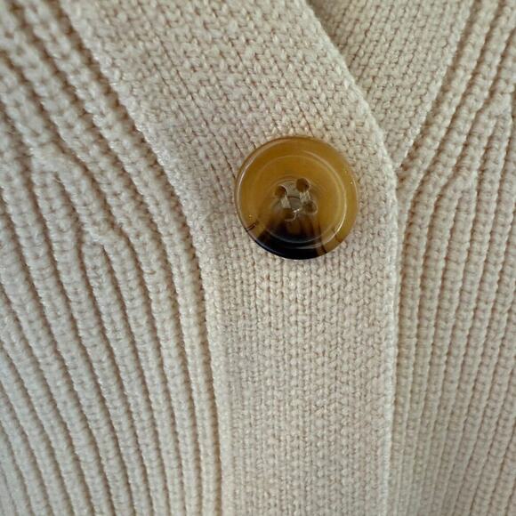 Lillusory Oversized Button-Front Cardigan Sweater Beige Ribbed Knit Size M - Picture 5 of 10